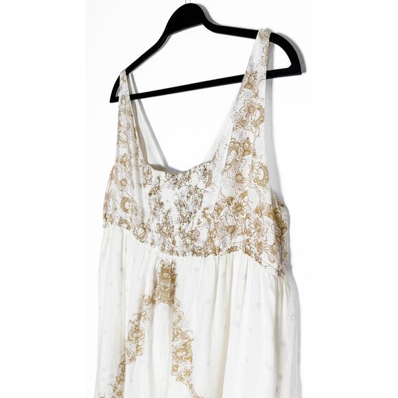 Sundance Women's Sleeveless Midi White Dress Floral Print Pearl Embellishments - Picture 3 of 9
